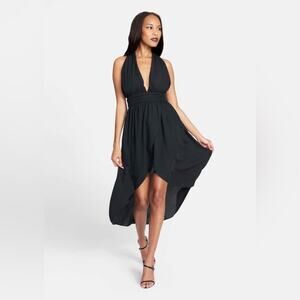 NWT Alloy Apparel Tall Shandra Hi Low Asymmetrical Maxi Dress Black Size Med